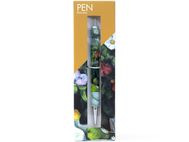 Ballpen in box, Paul Cézanne, Still life with Flowers and Fruit