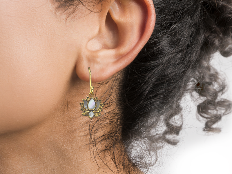 Gold plated earrings with Water Lily, Claude Monet