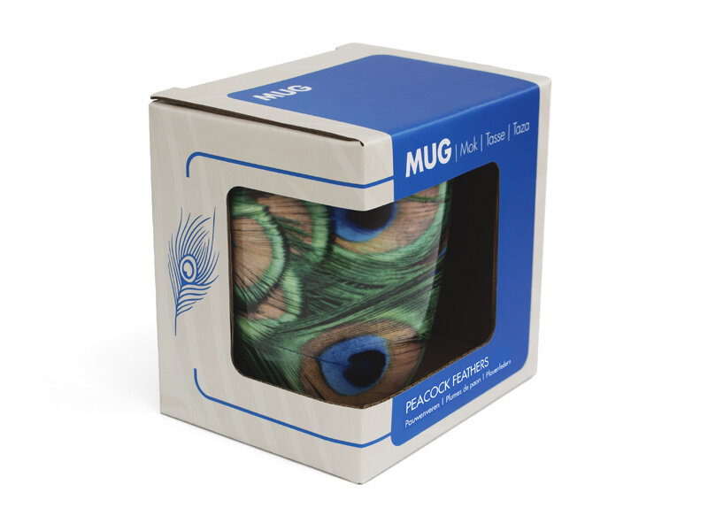 Taza LF, plumas de pavo real