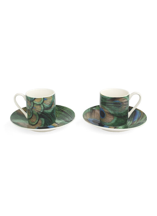 Espresso set, Peacock feathers