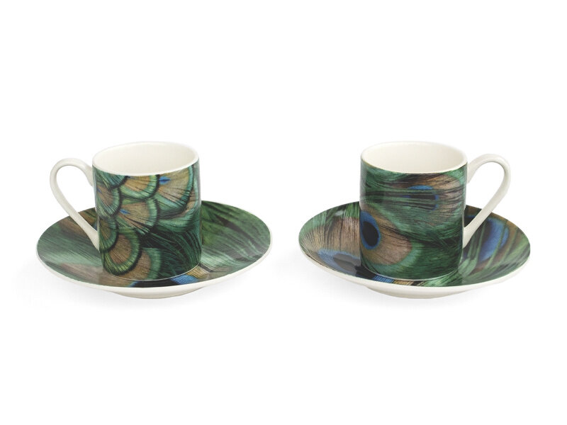 Espresso set, Peacock feathers