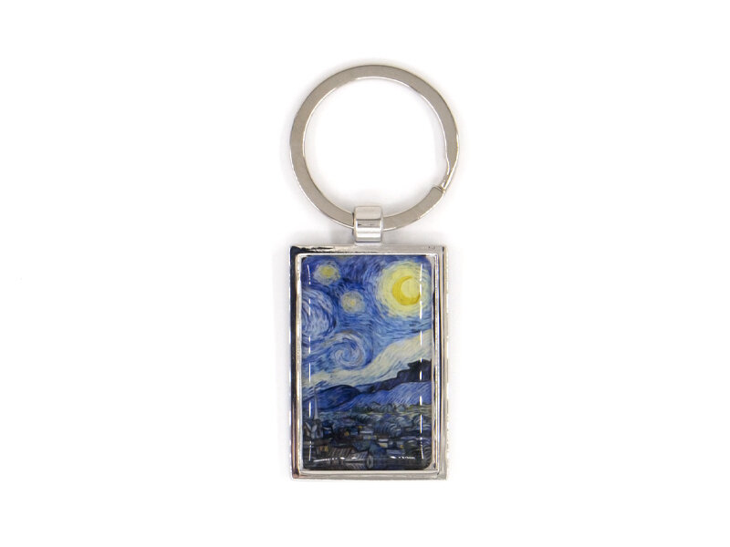 Keyring, Metal silver, Vincent van Gogh, A starry night
