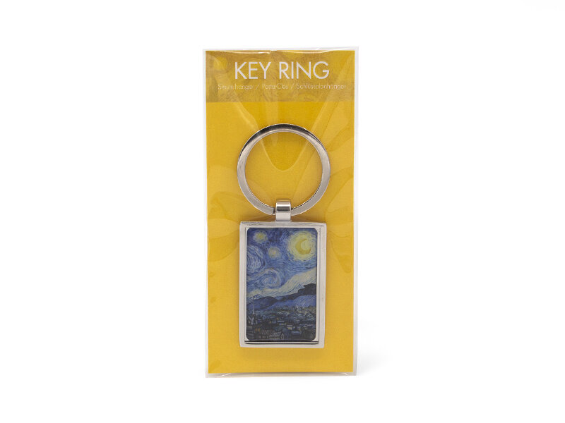 Keyring, Metal silver, Vincent van Gogh, A starry night