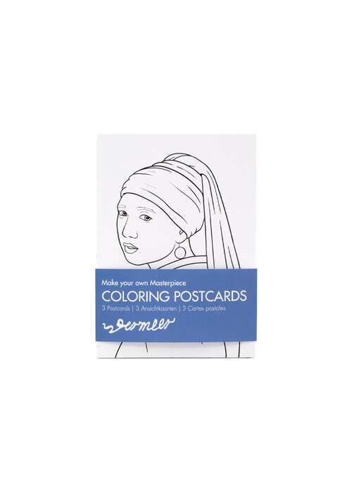 Cartes postales à colorier, lot de 3, Les filles de Vermeer