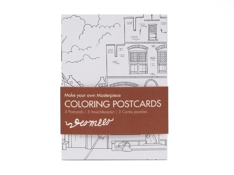 Postales para colorear, juego de 3, Obras maestras de Vermeer