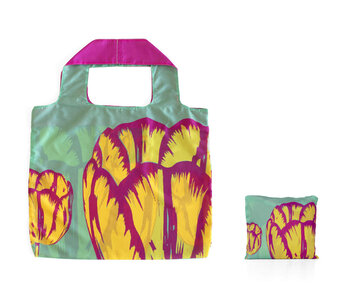 Cabas pliable, tulipe pop art, Vert