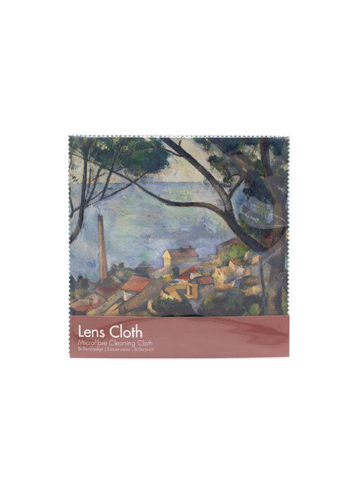 Lens cloth, 15x18 cm, Paul Cézanne, The sea at l'Estaque behind the trees