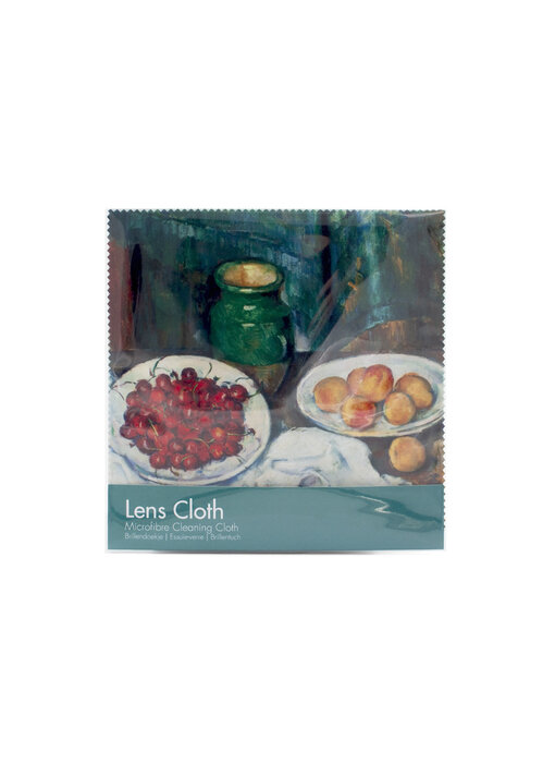 Paño limpiador de microfibre, 15x18 cm, Paul Cézanne, Bodegón con plato de cerezas