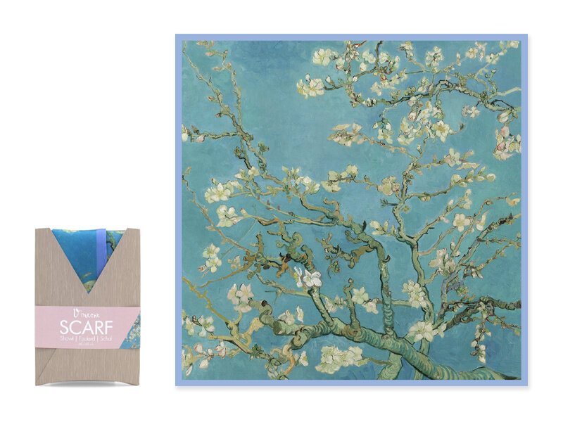 Écharpe, 68x68 cm, fleur d'amandier, Vincent van Gogh
