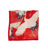 Écharpe, 68x68 cm, Haori féminin avec des grues blanches et rouges