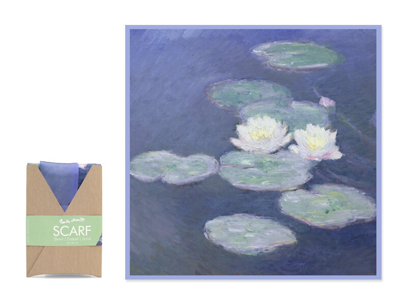 Écharpe, 68x68 cm, Claude Monet, Nympheas effet du soir
