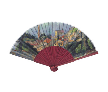 Hand Fan, Paul Cezanne, The sea at l'Estaque behind the trees
