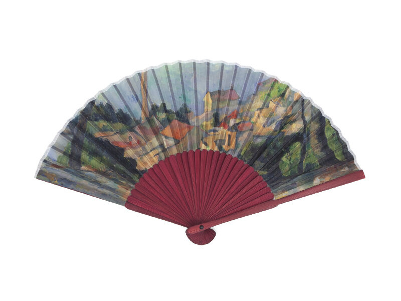 Hand Fan, Paul Cezanne, The sea at l'Estaque behind the trees