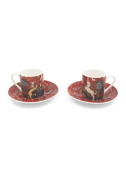 Espresso set, tapestry The Lady and the Unicorn