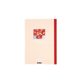 Carnet avec dos cousu en coton, A5, Haori féminin avec des grues blanches et rouges