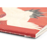 Carnet avec dos cousu en coton, A5, Haori féminin avec des grues blanches et rouges