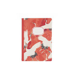 Carnet avec dos cousu en coton, A5, Haori féminin avec des grues blanches et rouges
