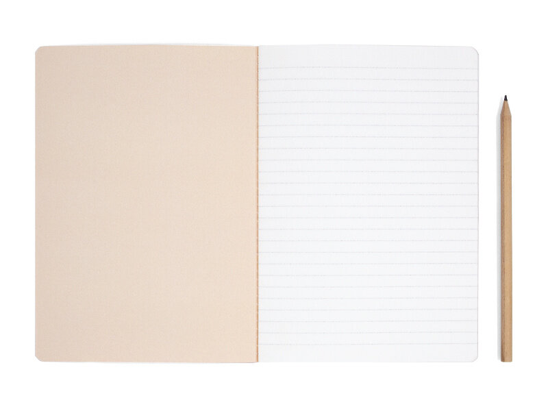 Carnet avec dos cousu en coton, A5, Haori féminin avec des grues blanches et rouges