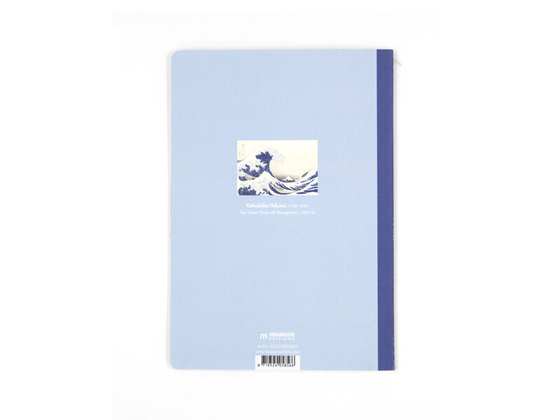 Carnet avec dos cousu en coton, A5, La Grande Vague, Hokusai