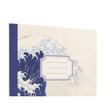 Carnet avec dos cousu en coton, A5, La Grande Vague, Hokusai