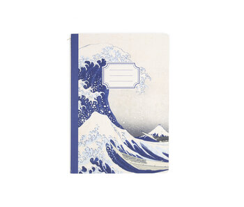 Carnet avec dos cousu en coton, A5, La Grande Vague, Hokusai