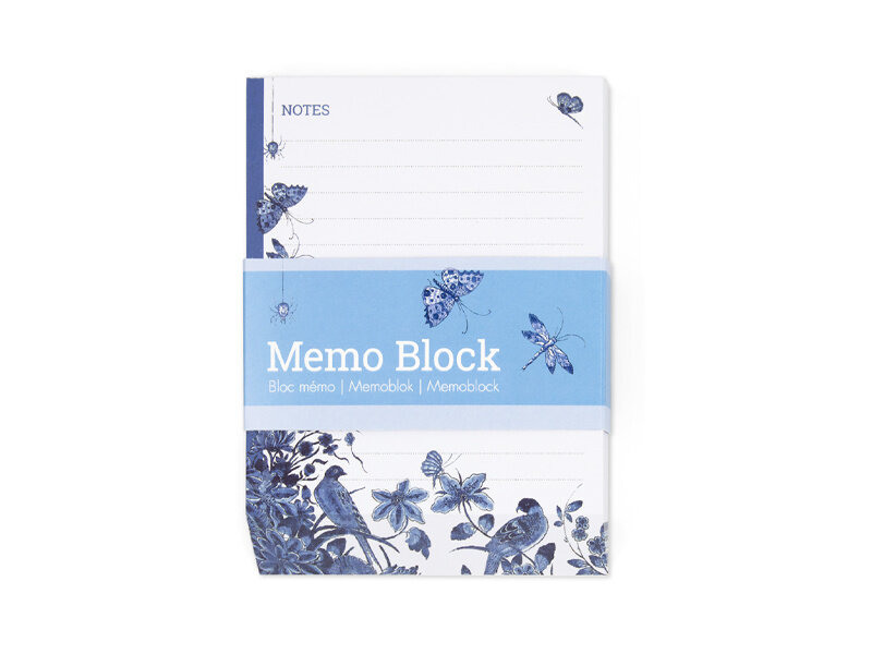 Memo blocnote, Oiseaux bleus de Delft