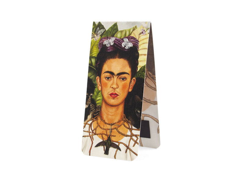 Magnetische boekenlegger,Frida kahlo, Zelfportret met doornenketting en kolibrie