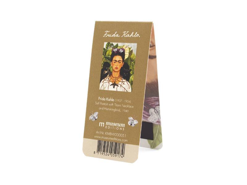 Magnetische boekenlegger,Frida kahlo, Zelfportret met doornenketting en kolibrie