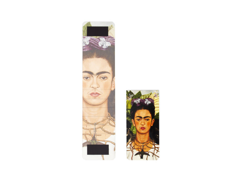 Magnetische boekenlegger,Frida kahlo, Zelfportret met doornenketting en kolibrie