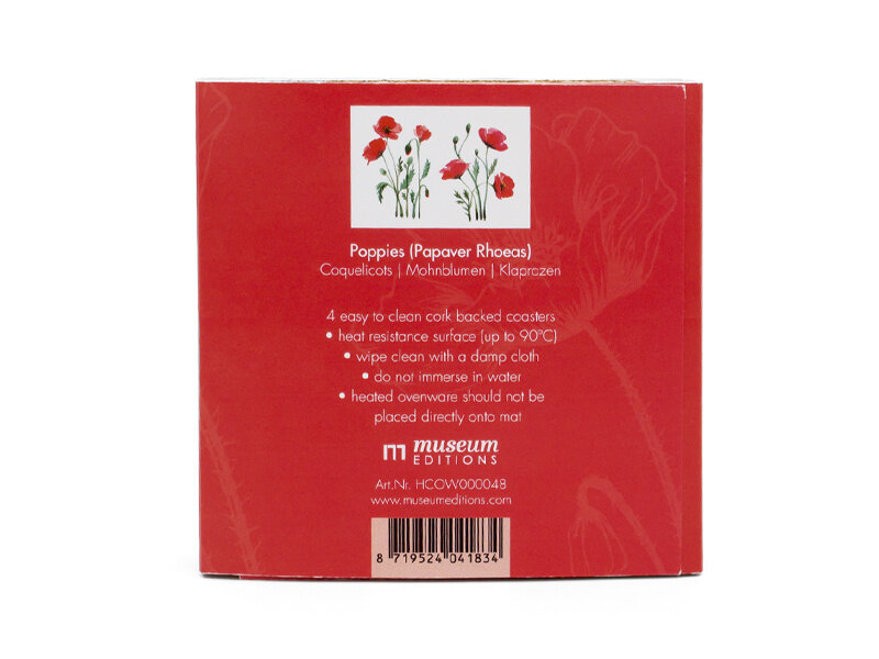 Coasters, set of 4, ECO, Poppies