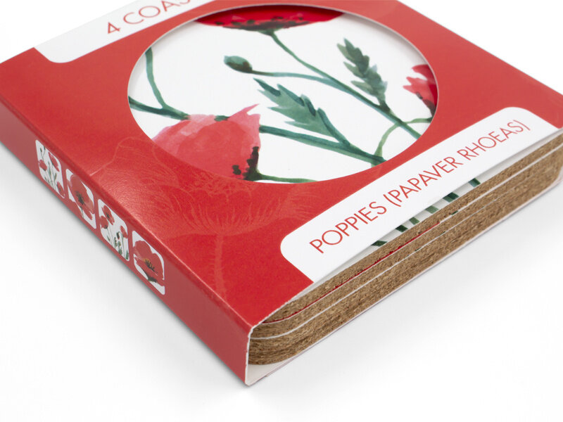 Coasters, set of 4, ECO, Poppies