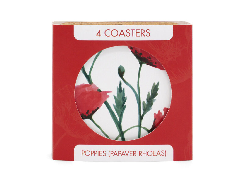 Coasters, set of 4, ECO, Poppies