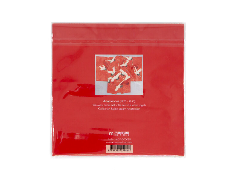 Lens cloth, 15 x 15 cm,Woman's Haori with White and Red Cranes