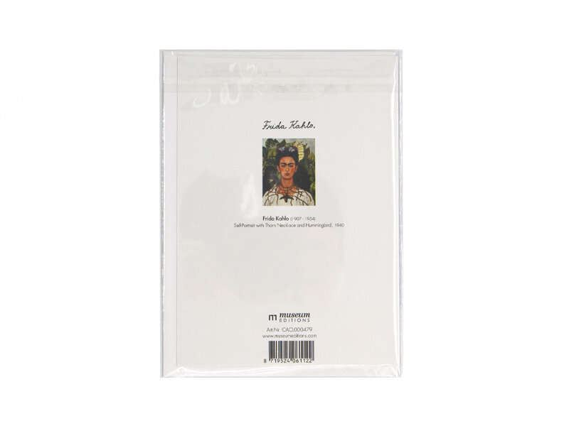 Double card with envelope,  Self portrait with humming bird
