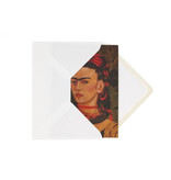 Tarjeta doble con sobre, Frida Kahlo, Autorretrato con mono y lazos rojos