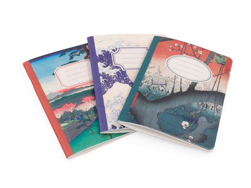 Set of 3 Mini notebooks, A6, Japanese prints