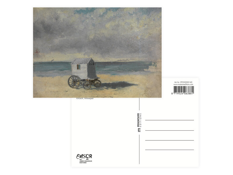 Postkarte, 10 x 15 cm, James Ensor, Badehütte am Strand
