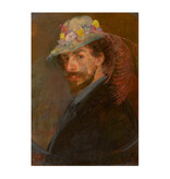 Carte postale, 10 x 15 cm, James Ensor, Autoportrait au capuchon fleuri