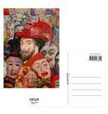 Postkarte, 10 x 15 cm,  James Ensor, Porträt mit Masken