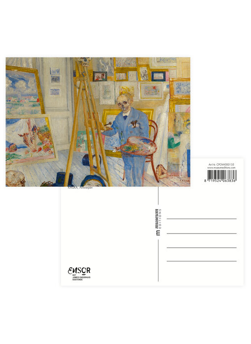 Postcard, 10 x 15 cm,  James Ensor,  Detail Skeleton Painter