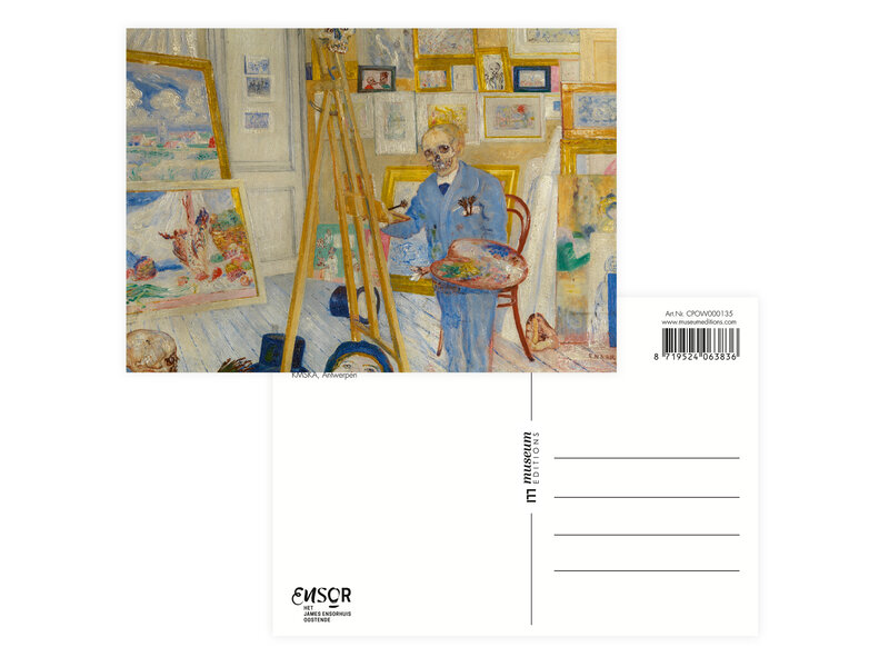 Carte postale, 10 x 15 cm, James Ensor, Peintre squelette