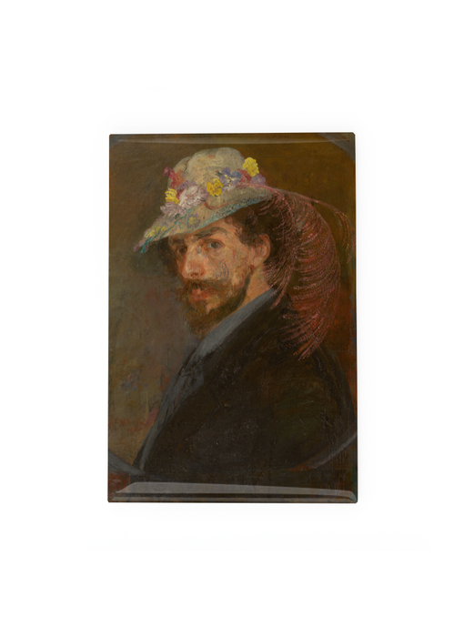 Imán de nevera,  James Ensor, Autorretrato con capucha floreada