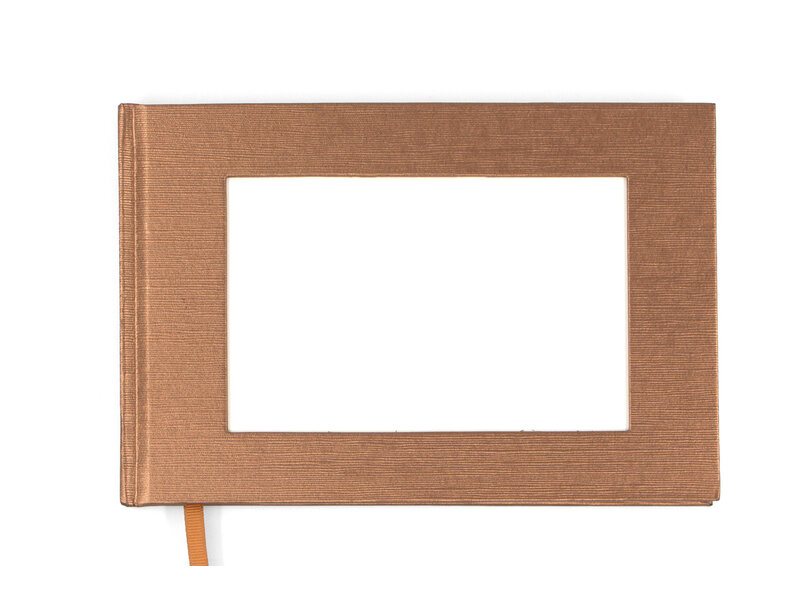 Notitieboek -GOUD/KOPER met insert voor  postkaart/foto - horizontaal