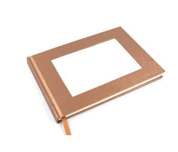 Libreta dorada/cobre con bolsillo para postal, horizontal