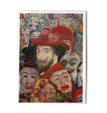 Carte double avec enveloppe, James Ensor, Autoportrait avec masques