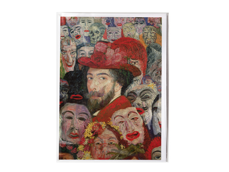 Doppelkarte mit Umschlag,  James  Ensor,  Porträt mit Masken