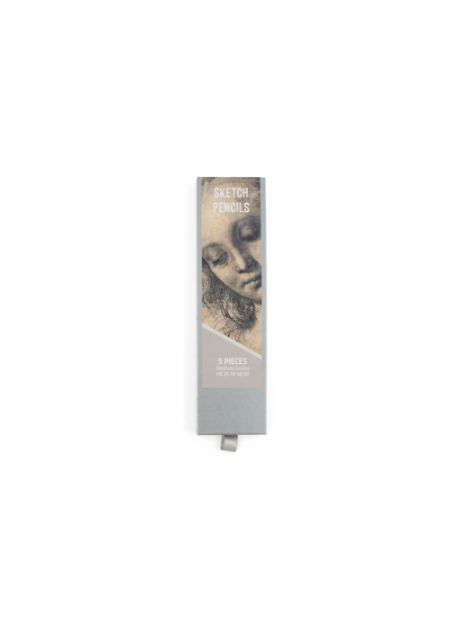 Set o 5 HB pencils in Silver metallic carton box