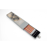 Set o 5 HB pencils in Silver metallic carton box