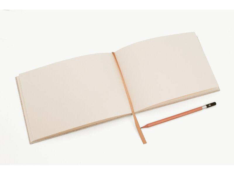 Linen hardcover Drawing Book, A5 , beige, Landscape