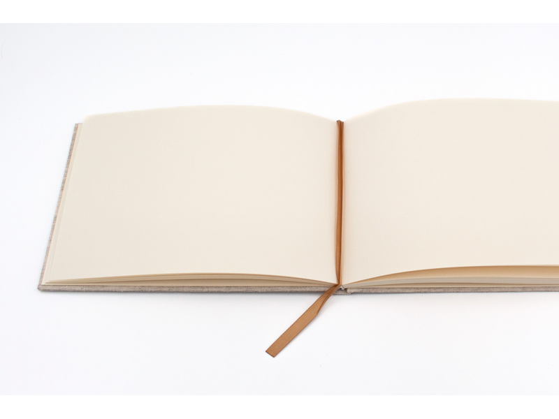 Linnen omslag, tekenboekje A5, beige, liggend formaat
